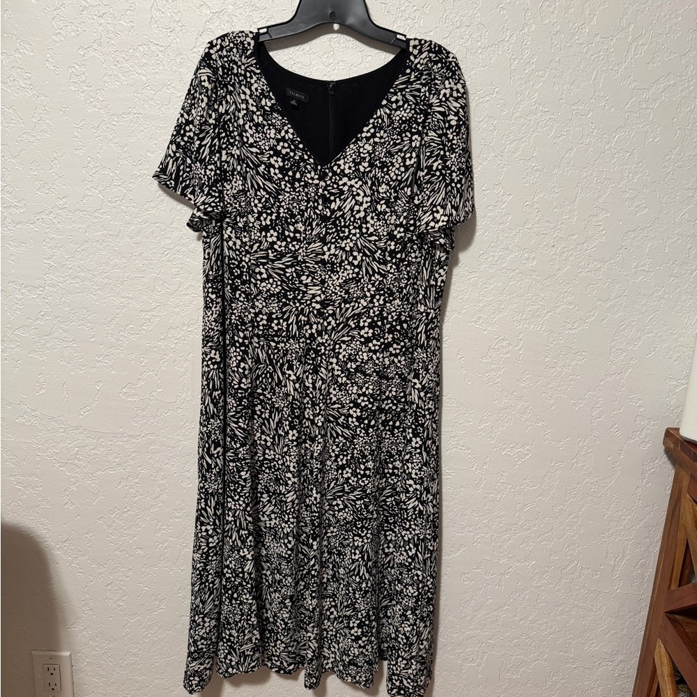 Talbots Black and White Patterned Midi Dress